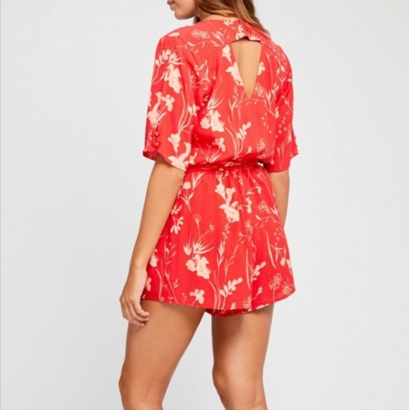 Gentle Fawn Tie Waist Short-sleeved Romper - Picture 2 of 3